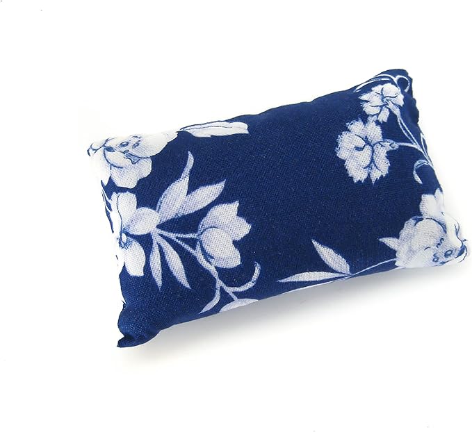 Nakpunar Emery Pincushion for Sewing, Quilting, Needlework - Pin Cushion Filled with Abrasive Turkish Emery Sand - Handmade in USA (White Floral Design on Navy Blue Background)
