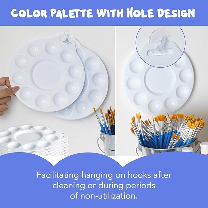 30Pcs Paint Tray Palettes, Plastic Paint Pallets with Hanging Hole for Kids or Students to Paints on School Project, Art Class or Have a Birthday Painting Part