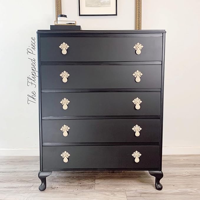 Dixie Belle Paint Company Chalk Finish Furniture Paint - Caviar (4oz) - Matte Black Chic Chalk Mineral DIY Furniture Paint