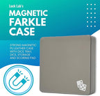 Luck Lab Farkle Dice Tray and Storage Case - Includes Embedded Scoring Combinations, 2 Sets of 6 Pearl Dice, 40 Sheet Score Pad and Pen Holder for The Classic Family Game (Grey and Turquoise)