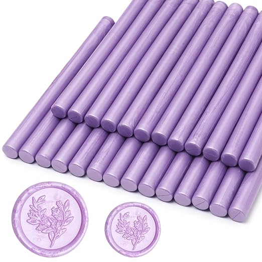 Lilac Purple Wax Seal Sticks 26pcs, Andotopee Glue Gun Wax Seal Sticks for Wax Seal Stamp, Premium Sealing Wax for Envelope Letter Seal Wedding Invation Craft Adhesive, Great Gift Ideas (Mini Size)