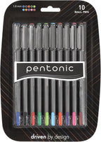 linc Pentonic Premium Ball Point Pen 1.0 mm Medium Point, 10-Count, Assorted Colors | Medium Point Featherlite Feel, Easy Flow Ink Technology, Sleek Matte Finish