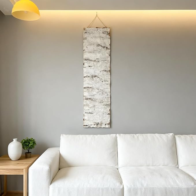 Artificial Birch Bark 3D Realistic Texture 78.7in*19.7in（10.8 Sq.ft）Silicone Material Faux Tree Bark Nature-Inspired DIY Design Eco-Friendly Home Deco Accentuating Natural Beauty （No glue included）