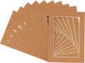 Pack of Ten 8.5x11 Mats Bevel Cut for 7x9 Photos - Acid Free Aged Oak Brown Precut Matboards for Pictures, Photos, Framing - 4-ply Thickness