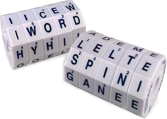 Geospace The Original Handheld Magnetic Spin Game, Take-Along Travel Edition with Storage Pouch (Challenge Word Spin with 10 Magnetic Wheels)