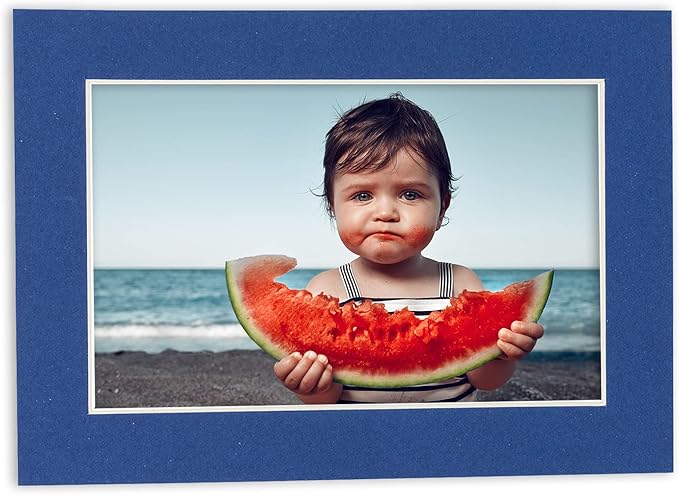 Poster Palooza 8x10 Mat Bevel Cut for 5.5x8.5 Photos - Acid Free Bottle Blue Precut Matboard - For Pictures, Photos, Framing - 4-ply Thickness