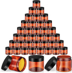 SATINIOR 36 Pieces 1 oz Plastic Jars with Lids Wide Mouth Airtight Reusable Container Acrylic Cosmetic Small Jars for Lotions Ointments Travel Toiletries Creams Make up Storage(Amber)