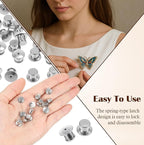 40pcs Locking Pin Back, Metal Locking Pin Backs for Enamel Pins, Pin Backs Locking Bulk, Silver