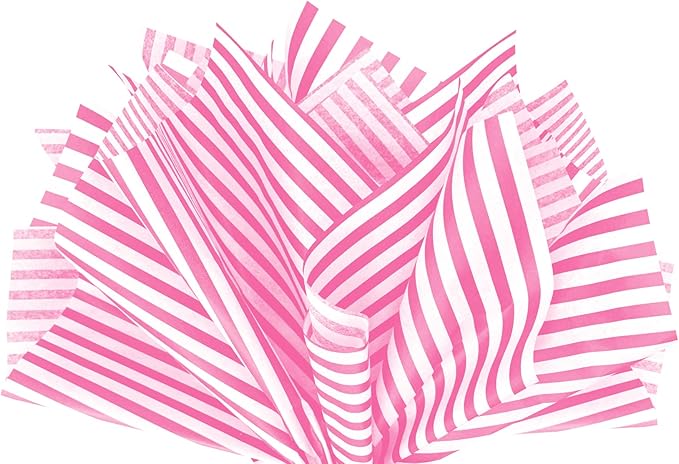 Flexicore Packaging Hot Pink Pin Stripe Print Gift Wrap Tissue Paper Size: 15 Inch X 20 Inch | Count: 10 Sheets | Color: Hot Pink Pin Stripe