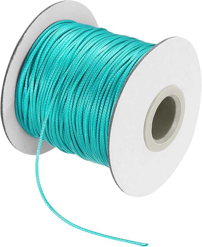MECCANIXITY Waxed Cord 1mm Waxed Thread 87 Yard Wax String Leather Cord for Bracelet Making, Necklaces, Beading, Jewelry Making and DIY Crafts(Light Green)