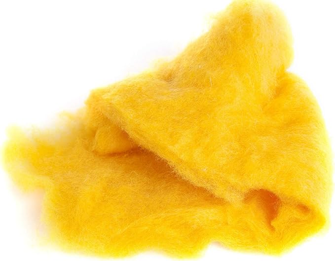 Desert Breeze Distributing Maori Wool Carded Batting, 100% Natural New Zealand Wool Made by DHG in Italy for Needle Felting, 3.5 OZ, 27 Micron, Color Mango Yellow