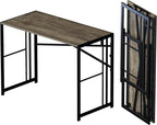 40 inch Folding Desk, Writing Gaming Computer Camping Desk, No Assembly Required Home Office Table, Black Oak