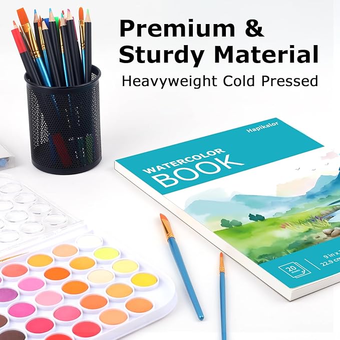 Hapikalor 12"x18" Large Watercolor Paper Pad, 1-Pack 30 Sheets 140lb/300gsm Artist Large Sketchbook Drawing Paper Book, Art Supplies for Adults Kids, Watercolors, Watercolor Paint Set, Sketchbook,Teal