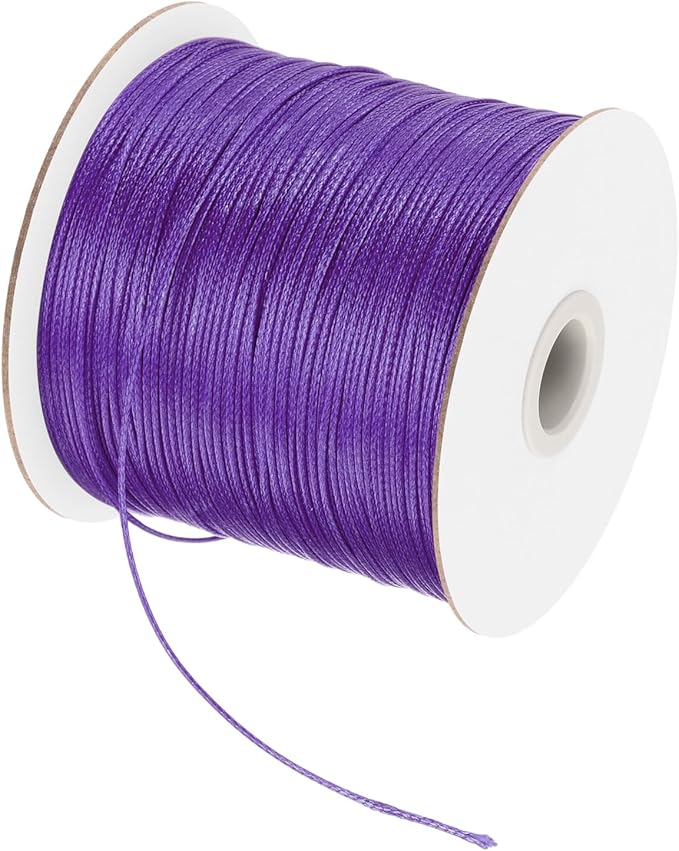 MECCANIXITY Waxed Polyester Cord 0.5mm 175 Yard Purple for Bracelet Making, Jewelry, DIY Crafts