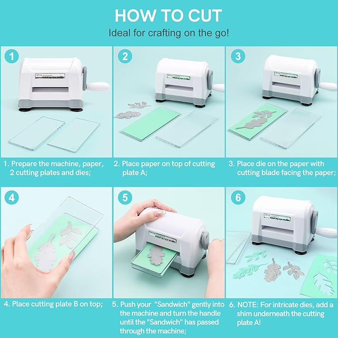 Mini Manual Die Cutting Machine, Portable Die Cut and Embossing Machine for Card Making Scrapbooking Paper Crafting Mini Die Cuts Machine Works with Dies and Folders That Are 3" Wide or Smaller