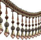 3yards Beading Fringe Trimming Long Beads Tassel Curtain Trim Ribbon Trim for Cover Edge Decorative (Coffee)