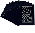 Pack of Ten Acid Free 8x10 Mats Bevel Cut for 5x8 Photos - Navy Suede Precut Matboards With Backing Boards and Self Seal Photo Mat Bags For Pictures, Photos, Framing - 4-ply Thickness
