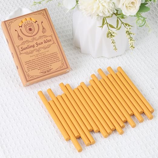 Yellow Sealing Wax Sticks, WASOHLING 20Pcs Glue Gun Wax Seal Sticks for Wax Seal Stamp, Yellow Wax Seals for Christmas Wedding Invitation Envelope Letter Seals, Craft Adhesive (Mini Size)