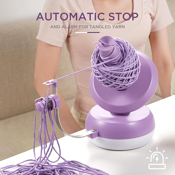 Electric Yarn Winder for Crocheting - Large Capacity Yarn Ball Winder for Knitting, Adjustable Yarn Ball Tension,Stepless Speed, Good Helper for Knitting Lovers, Purple