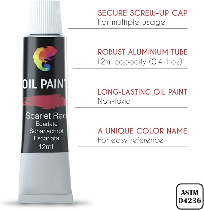 Zenacolor Oil Paint Set 48 x 12mL (0.4Oz) Pack of 48 Tubes of Oil Paints for Canvas Painting