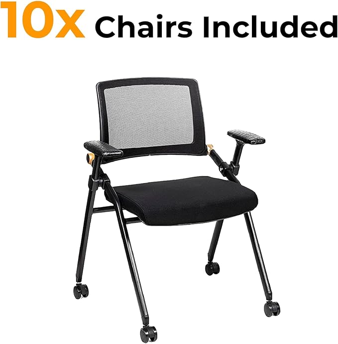Triton Foldable Poker Table with 10 Chairs and Poker Chips Set 300- Premium Soft-Padded Armrest, Individual Cup Holders- Premium Chips Set, Individual Chair for Everyone