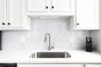 4 Pieces Peel and Stick Backsplash for Kitchen, 3" x 6" PVC Subway Tile 2024 Upgraded Glossy White Marble with White Grout Backsplash Stick on Tile Elevate Kitchen Fireplace RV