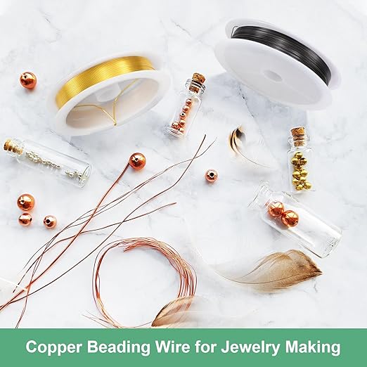 0.5 mm/24 Gauge Copper Wire for Jewelry Making, 20.3FT Copper Beading Craft Wire for Jewelry/Weaving/DIY Crafting/Planting, Color-Retaining [6.2M, KC-Gold]