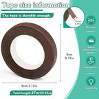 Floral Tape, 1/2inch Flower Tape, Flower Tape for Bouquet Stem Wrap Floral Arranging Craft Projects Corsages, Wedding Bouquet (Brown)