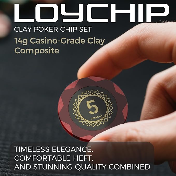 Clay Poker Set with Numbered Chips 300-pcs for Card Board Game, 14g Weight with Playing Cards for Texas Hold'em, Blackjack Gambling, Late Night Poker Games