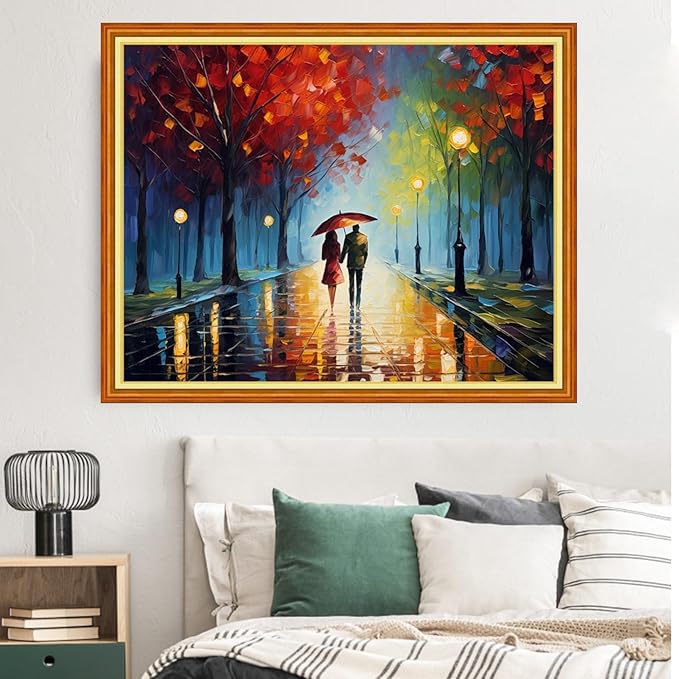 Dimxvean Stamped Cross Stitch Kits,Cross Stitch Kits for Adults Beginners,Embroidery Kits Full Range of Cross Stitch Stamped Kits Needlepoint Kits Cross Stitch Patterns-Lovers Walk 16x20 inch