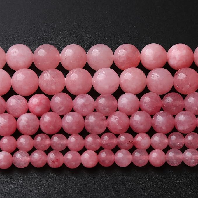 36pcs 10mm Natural Rose Pink Chalcedony Stone Round Loose Beads for Jewelry Making DIY Bracelets Necklaces Crystal Energy Healing Stone Beads 15" (10mm, Rose Pink Chalcedony)