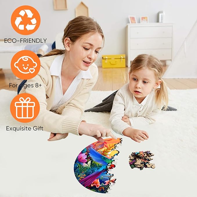 500 Pieces Puzzles for Adults, Hummingbird and Flower Wooden Puzzles,Unique Shaped Jigsaw Puzzles for Adults and Kids, Birthday Gifts Fun Challenge Family Game 16.5'' x 16.5''