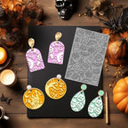 4PCS Halloween Polymer Clay Texture Sheets Set for Using with Clay Cutters, Pumpkins Clay Texture Mats, Jewelry Making DIY Halloween Craft Tools