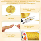 Anezus 12 Gauge Craft Wire Bendable - 2mm Metal Armature Sculpting Wire for Crafting, Wreath Making, Jewelry Making, Beading, Floral (Golden, 100 Feet)