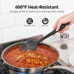 U-Taste Silicone Spatula Set, 600ºF High Heat Resistant, Seamless Food Grade Flexible Rubber Kitchen Cooking Mixing Baking Scraper for Nonstick Cookware Set of 3 (Black)