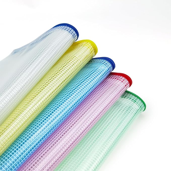 AUSTARK 20 Pcs Zipper File Bags, Plastic Mesh Pouch, Board Game Storage Bag, Waterproof Bags for Office School (A4 Size 13.4''x9.4'', Multicolored)