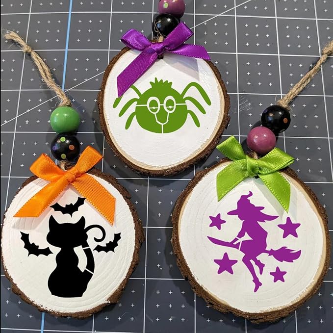 Halloween Stencils for Painting on Wood 3inch Reusable Pumpkin Ghost Face Stencils Boo Trick or Treat Draw Templates for Painting on Wood Slice Tier Tray Fabrics Window Decor