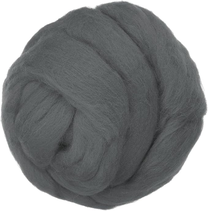 PATIKIL Wool Roving Yarn, 80G/2.82OZ Soft Felting Wool Pure Chunky Roving Yarn Bulk for Needle Felting Knitting Blanket Spinning Weaving DIY Craft, Black Gray