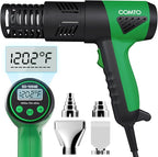 1800W Heat Gun with LCD Digital Display, Variable Temperature Control 122℉-1202℉（50℃- 650℃）with 4 Nozzles for Crafts, Vinyl Wrap, Shrink Tubing (SG-1004E)