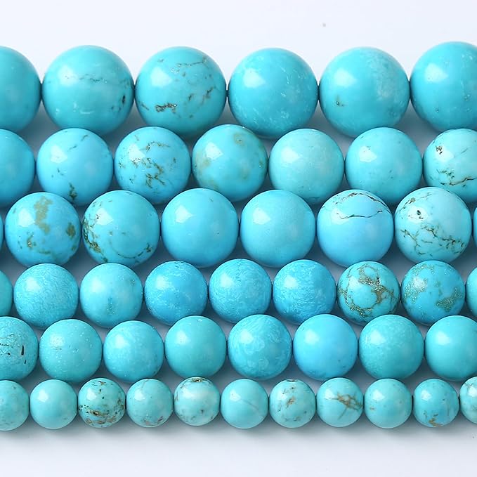 6MM Natural Turquoise Gemstone Beads Blue Stone Round Loose Beads for Jewelry Making Bracelet 120pcs 2 Strands 32"