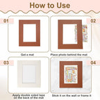 Picture Mats, 8 x 10 for 5 x 7 Pictures Acid Free White Core Bevel Cut Frame Mattes for Display Art Measuring, Red
