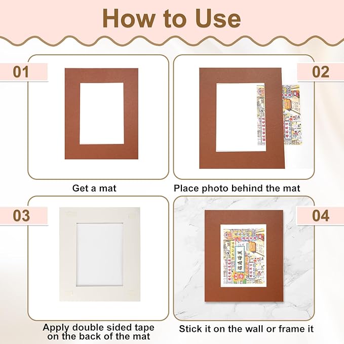 uxcell Picture Mats, 8 x 10 Mat Board Center for 5 x 7 Pictures Acid Free White Core Bevel Cut Frame Mattes with Backing for Display Art Measuring, Silver