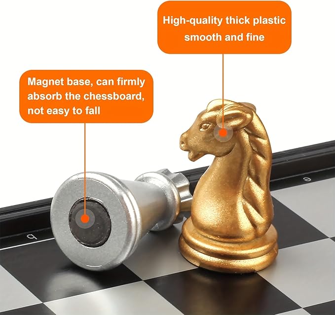 Chess Board Game Set Mini Magnetic Chess Kit Table Game with Folding Case 5'' Portable 3 in 1 Chess Checkers Backgammon Set Travel Game 2 Players