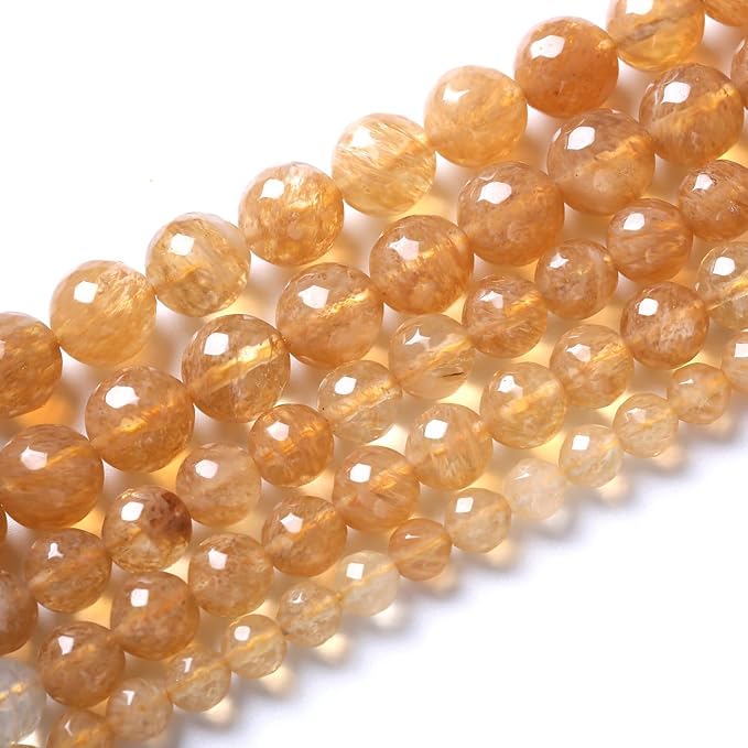 45pcs 8mm Natural Faceted Tea Watermenlon Jade Stone Beads for Jewelry Making Energy Healing Beads DIY Bracelet Necklace Accessories 15" (8mm, Faceted Tea Yellow Jade)