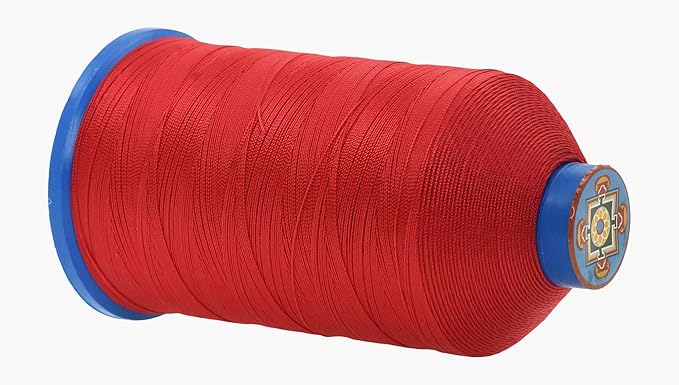 Mandala Crafts Bonded Nylon Thread Red Heavy Duty Sewing Threads - 1100 YDs Size 92 280D T90 Tex 90 Thread for Leather Jeans Weaving Outdoor Marine Upholstery Threads