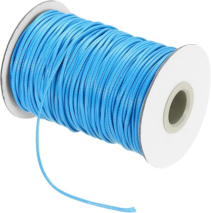 MECCANIXITY Waxed Cord 1.5mm Waxed Thread 87 Yard Wax String Leather Cord for Bracelet Making, Necklaces, Beading, Jewelry Making and DIY Crafts(Blue)