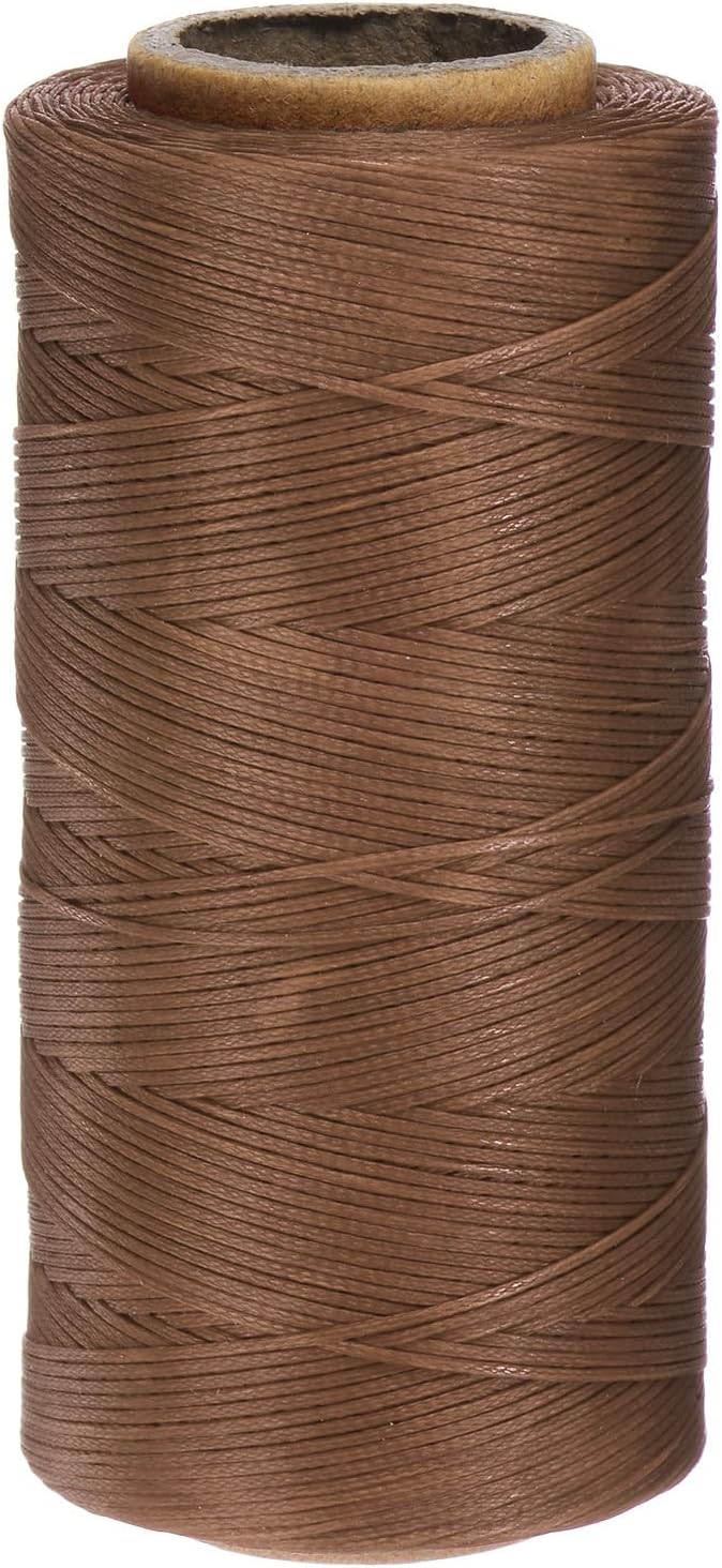 Uxcell 150D 0.8mm Flat Waxed Thread, 284 Yards, Polyester, Light Brown, 1 Roll