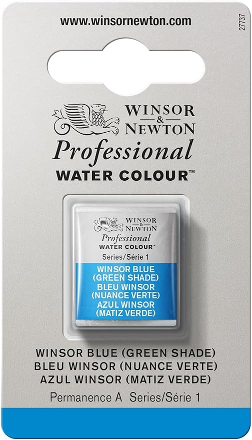 Winsor & Newton Professional Water Colour Paint, Half Pan, Winsor Blue Green Shade