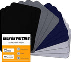 MOONSJONES Iron on Patches for Fabric Clothes, Iron-on Patch Repairing Inside & Outside Holes for Jeans, Backpacks, Down Jackets, Hat, Pants, Sweaters (7.5 cm x 10.5 cm) - 12Pcs