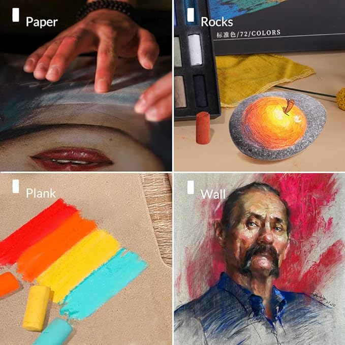 Paul Rubens Professional Soft Pastels, Handmade 72 Vibrant Colors Chalk Pastels Smooth and High Adhesion for Painting, Drawing, Blending, Crafting, Ideal Art Supplies for Artists, Beginners